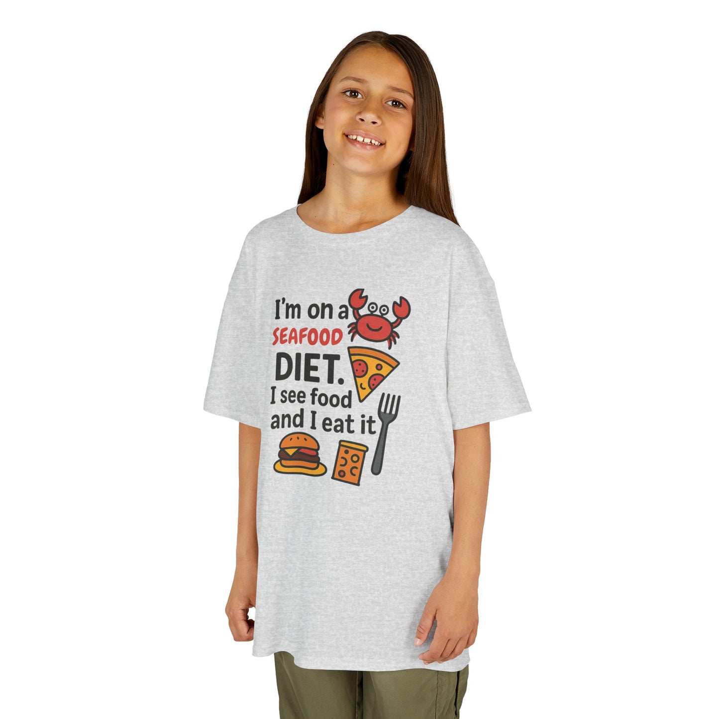 Kids Seafood Diet Tee - Fun Humor Shirt for Seafood Lovers, Birthday Gift, Cute Graphic T-Shirt, Children's Casual Wear, Party Outfit