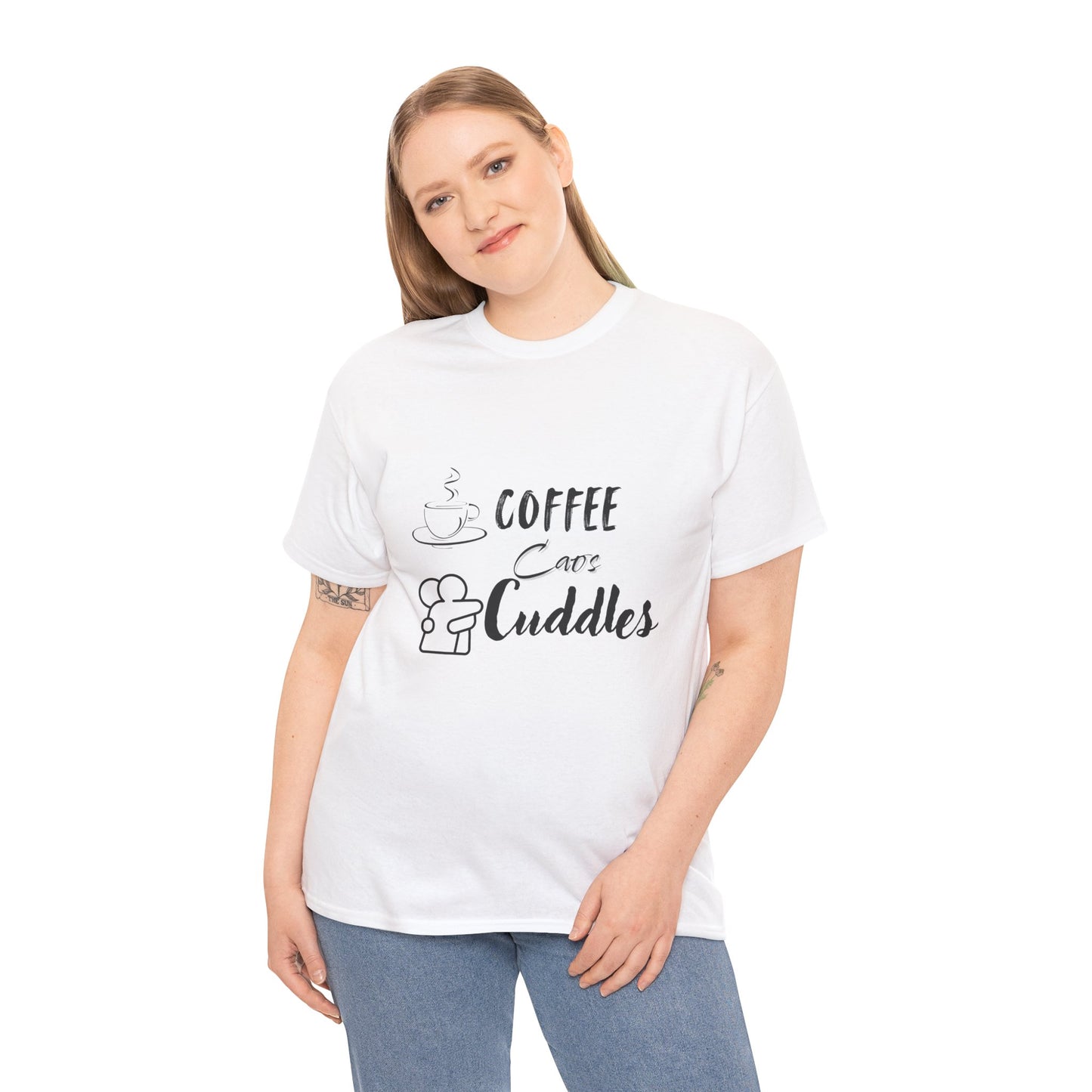 Cozy Coffee Cuddles Unisex Heavy Cotton Tee- Women