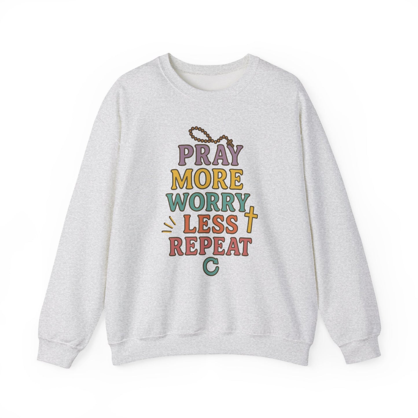 Faith-Inspired Crewneck Sweatshirt - Pray More Worry Less, Cozy Gift for Family, Religious Apparel, Inspirational Sweatshirt, Perfect [...]