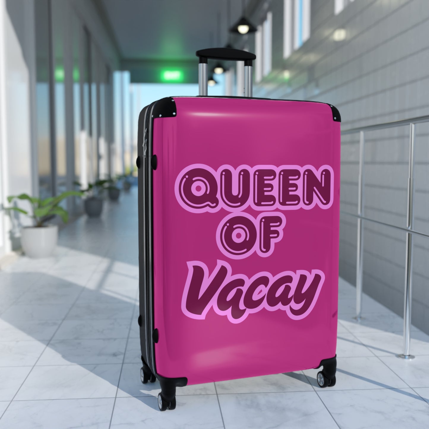 Pink Queen of Vacay Pink Suitcase - Stylish Travel Luggage for Female Travelers