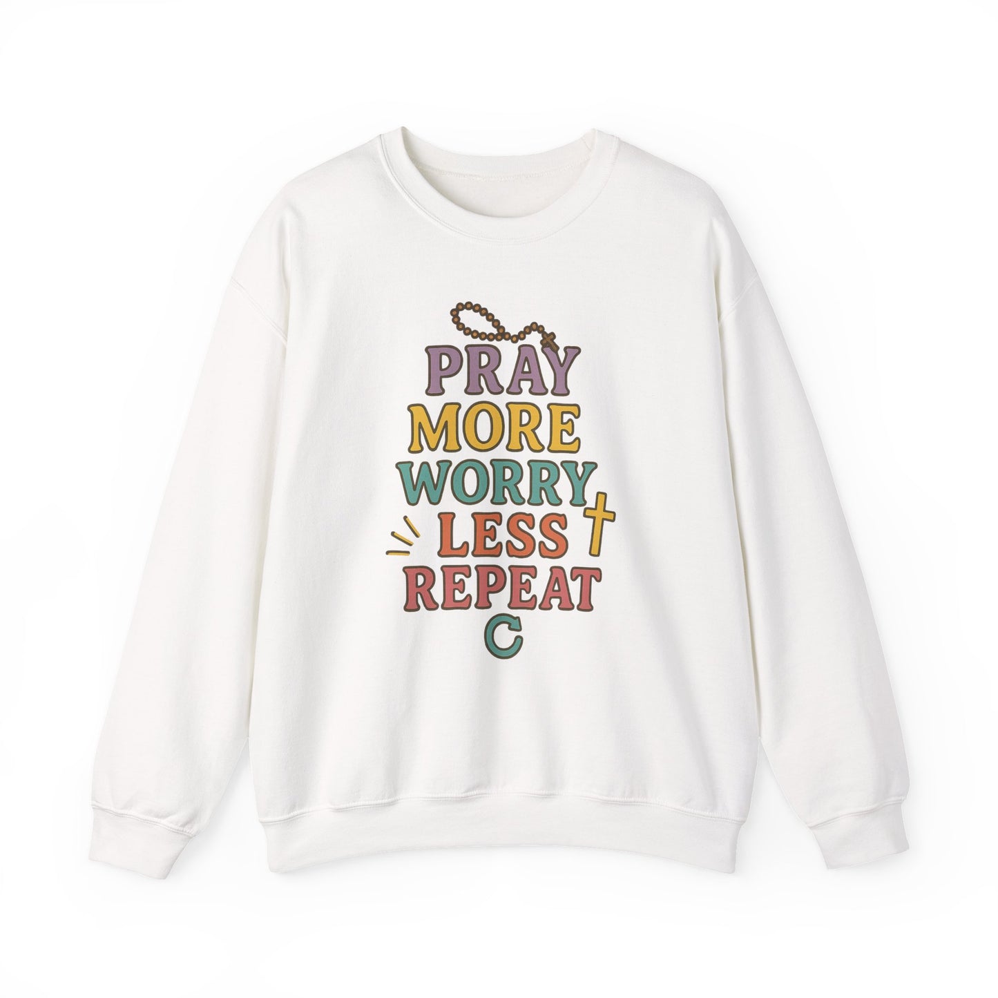 Faith-Inspired Crewneck Sweatshirt - Pray More Worry Less, Cozy Gift for Family, Religious Apparel, Inspirational Sweatshirt, Perfect [...]