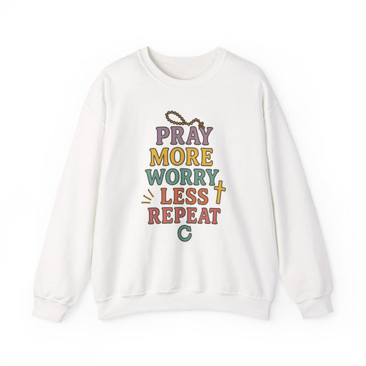 Faith-Inspired Crewneck Sweatshirt - Pray More Worry Less, Cozy Gift for Family, Religious Apparel, Inspirational Sweatshirt, Perfect [...]
