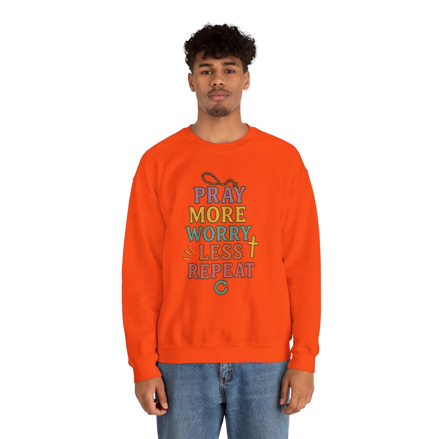 Faith-Inspired Crewneck Sweatshirt - Pray More Worry Less, Cozy Gift for Family, Religious Apparel, Inspirational Sweatshirt, Perfect [...]