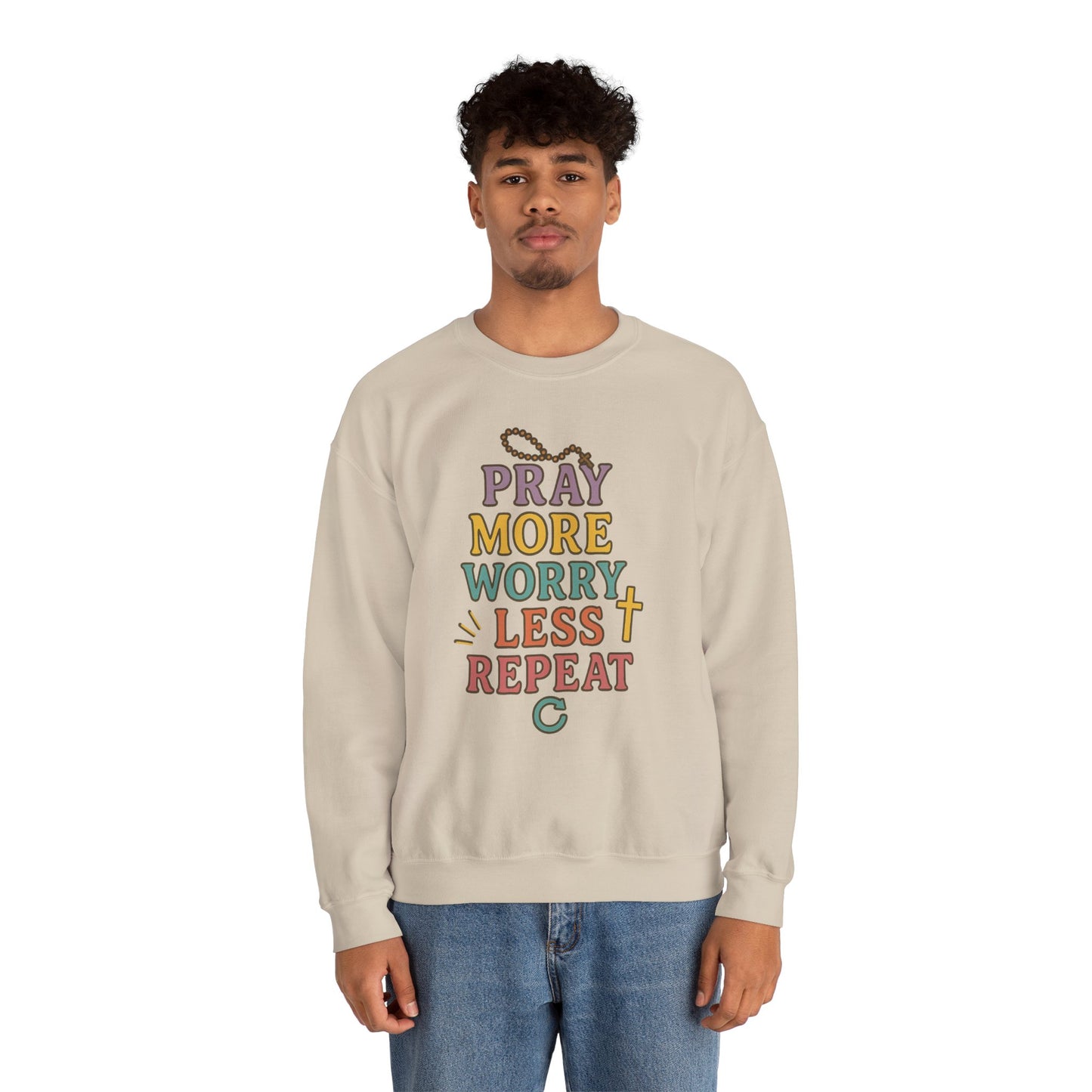 Faith-Inspired Crewneck Sweatshirt - Pray More Worry Less, Cozy Gift for Family, Religious Apparel, Inspirational Sweatshirt, Perfect [...]
