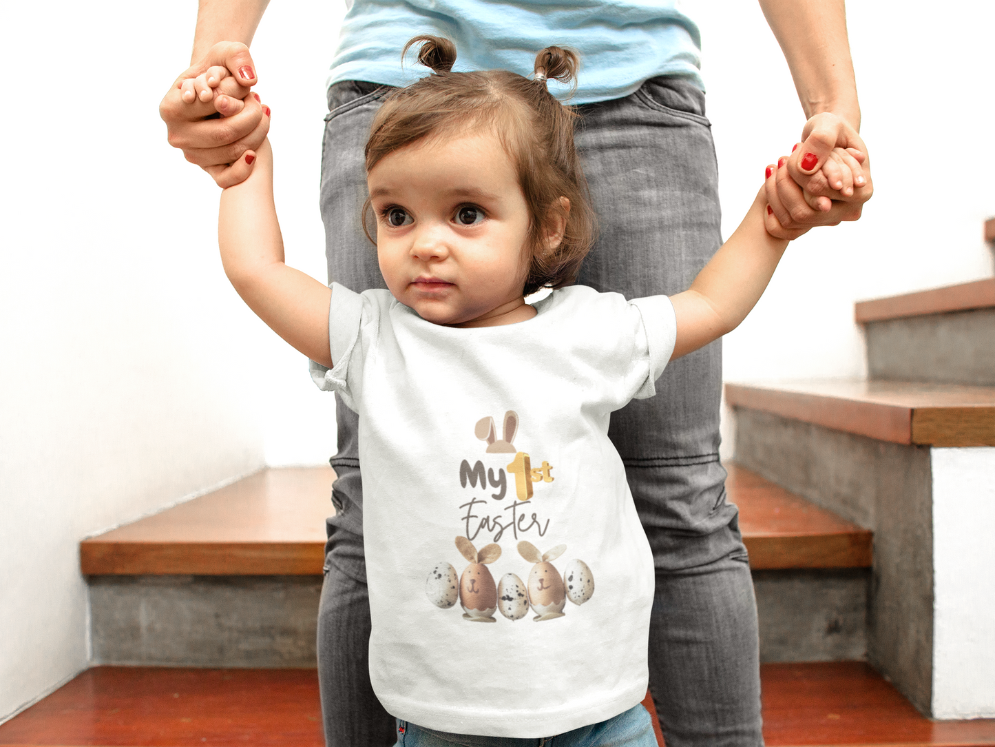 My 1st Easter Infant Fine Jersey Tee - Cute Bunny & Egg Design