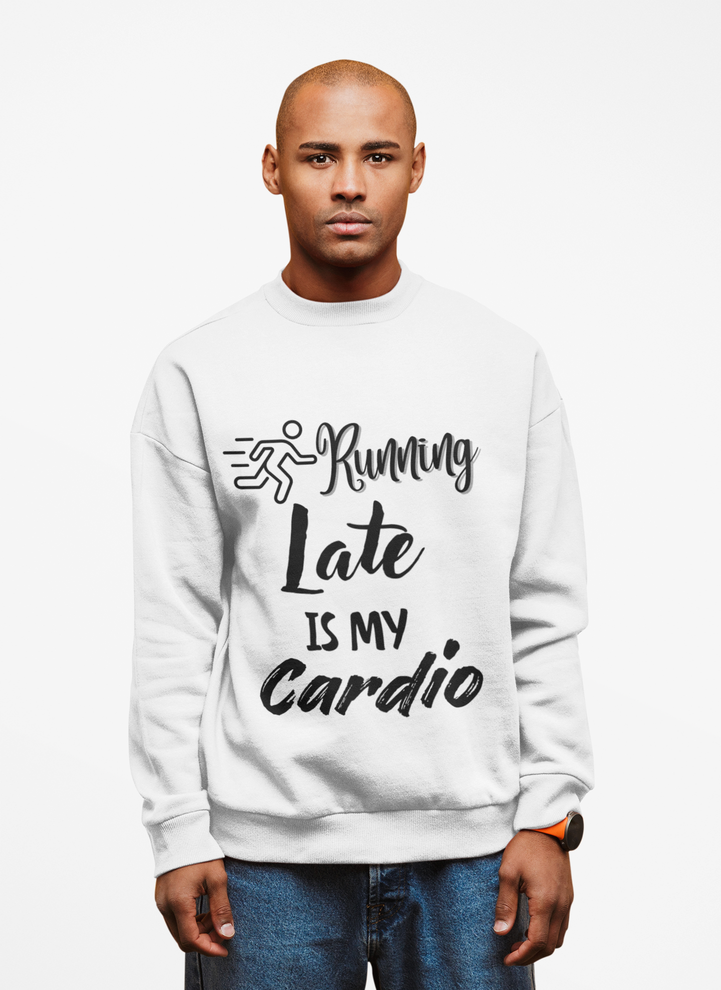 Running Late Is My Cardio Unisex Crewneck Sweatshirt - Cozy Activewear for Fitness Enthusiasts