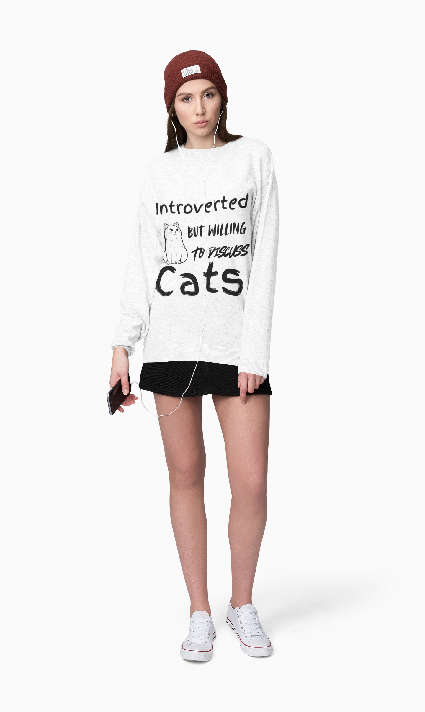Introverted Cats Crewneck Sweatshirt - Perfect for Cat Lovers and Introverts