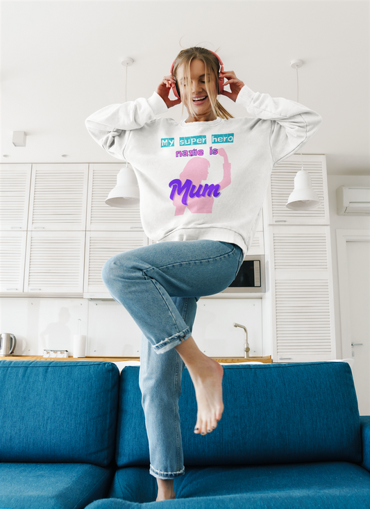 My Super Hero Mum Crewneck Sweatshirt - Ideal Gift for Mother's Day