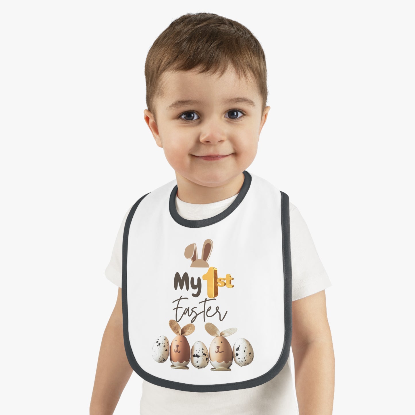 My 1st Easter Baby Bib - Cute Contrast Trim Jersey Bib for Newborns