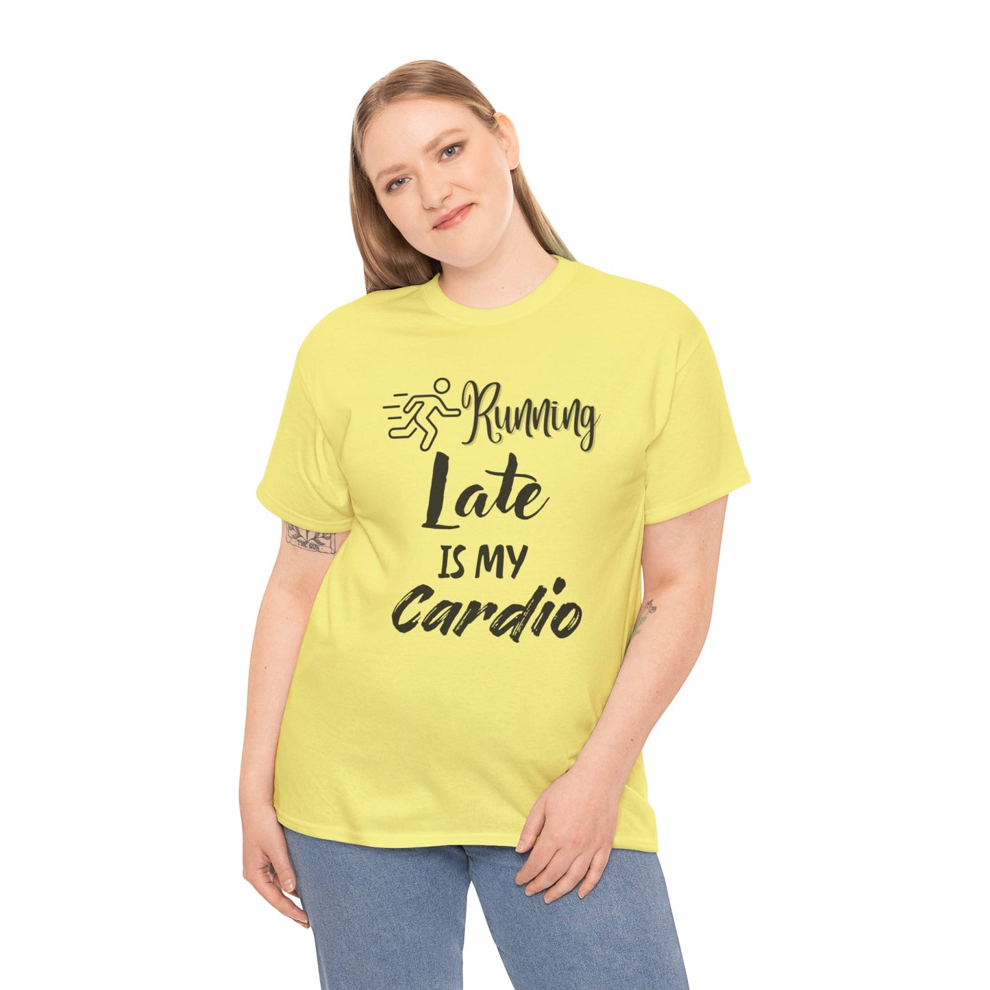 Running Late Is My Cardio Unisex Heavy Cotton Tee