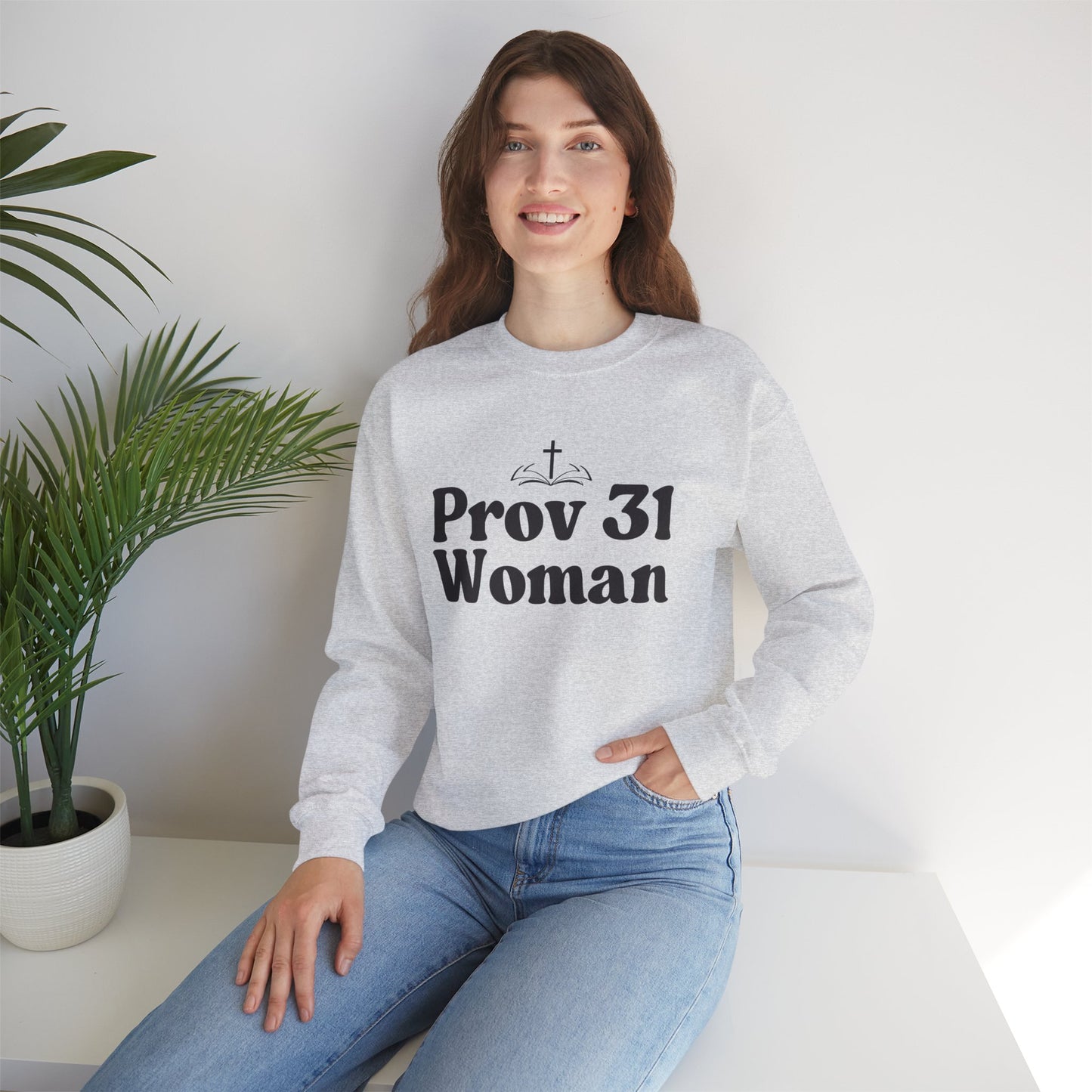 Faith-Inspired Unisex Crewneck Sweatshirt, Prov 31 Woman Gift, Cozy Apparel, Christian Fashion, Spirituality, Everyday Wear