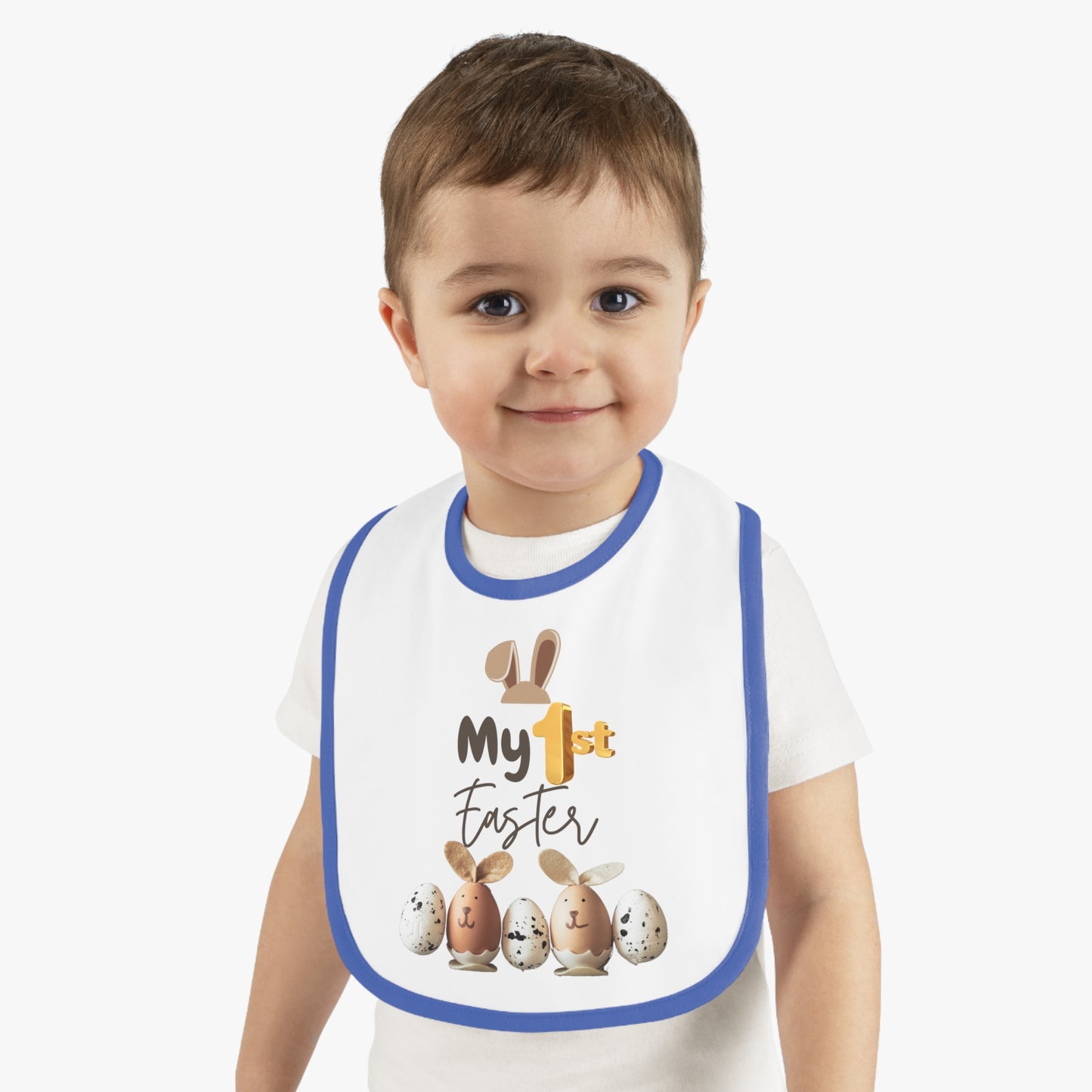 My 1st Easter Baby Bib - Cute Contrast Trim Jersey Bib for Newborns