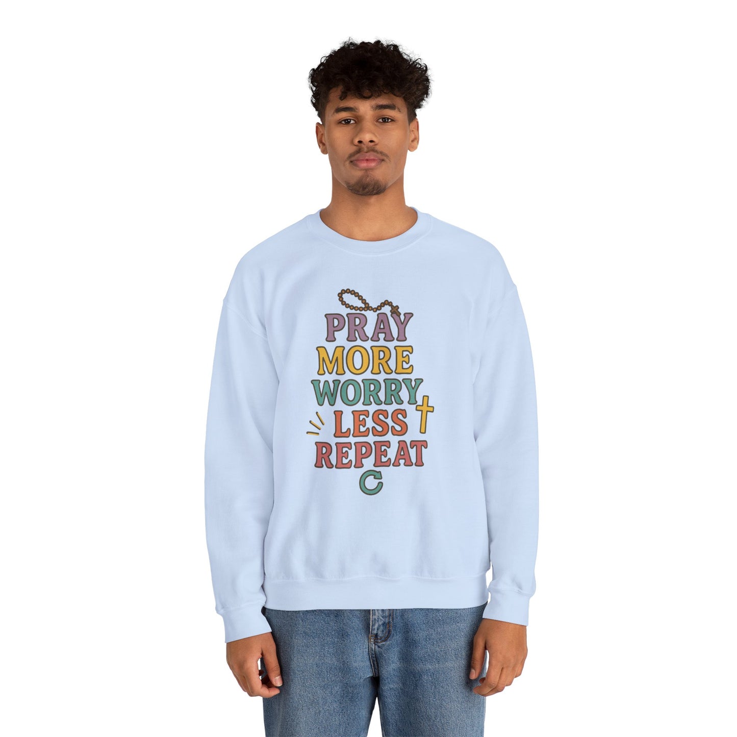 Faith-Inspired Crewneck Sweatshirt - Pray More Worry Less, Cozy Gift for Family, Religious Apparel, Inspirational Sweatshirt, Perfect [...]