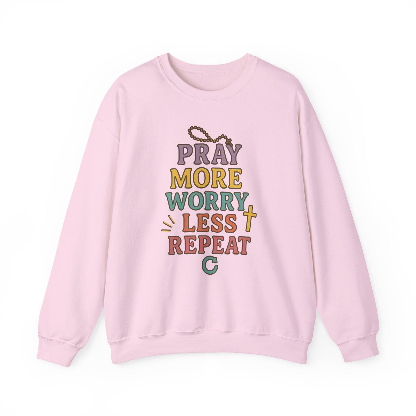 Faith-Inspired Crewneck Sweatshirt - Pray More Worry Less, Cozy Gift for Family, Religious Apparel, Inspirational Sweatshirt, Perfect [...]