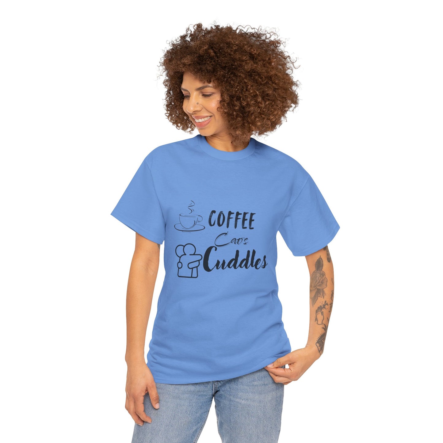 Cozy Coffee Cuddles Unisex Heavy Cotton Tee- Women