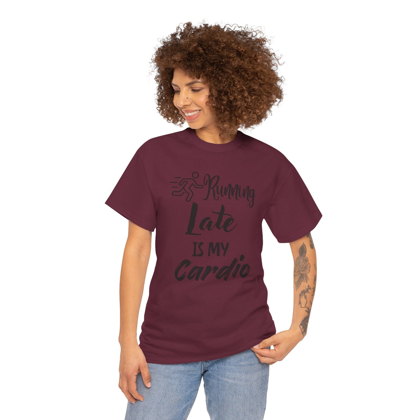 Running Late Is My Cardio Unisex Heavy Cotton Tee