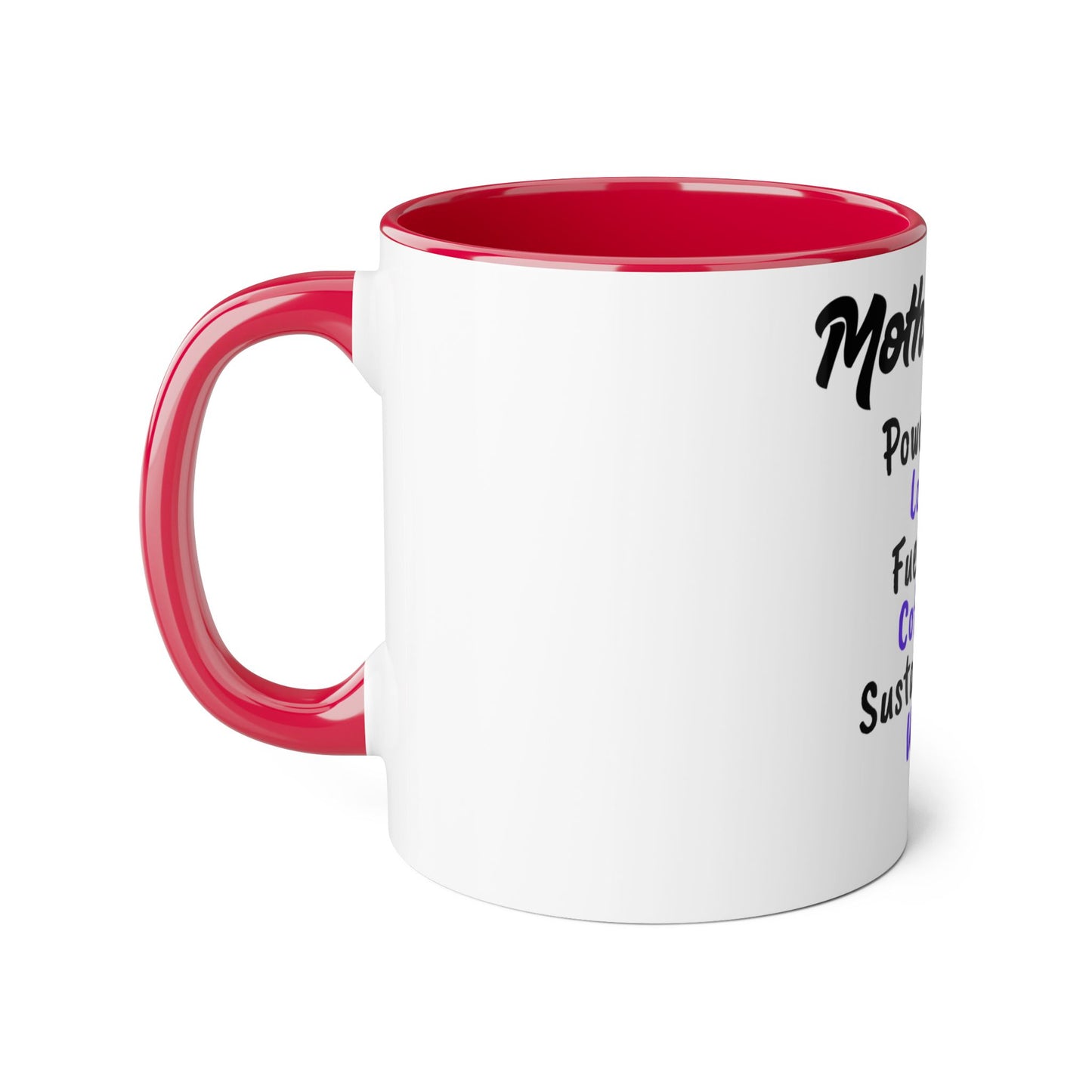 Inspirational Motherhood Mug - Powered by Love, Fueled by Coffee, Sustained by Win - 11oz Accent Mug