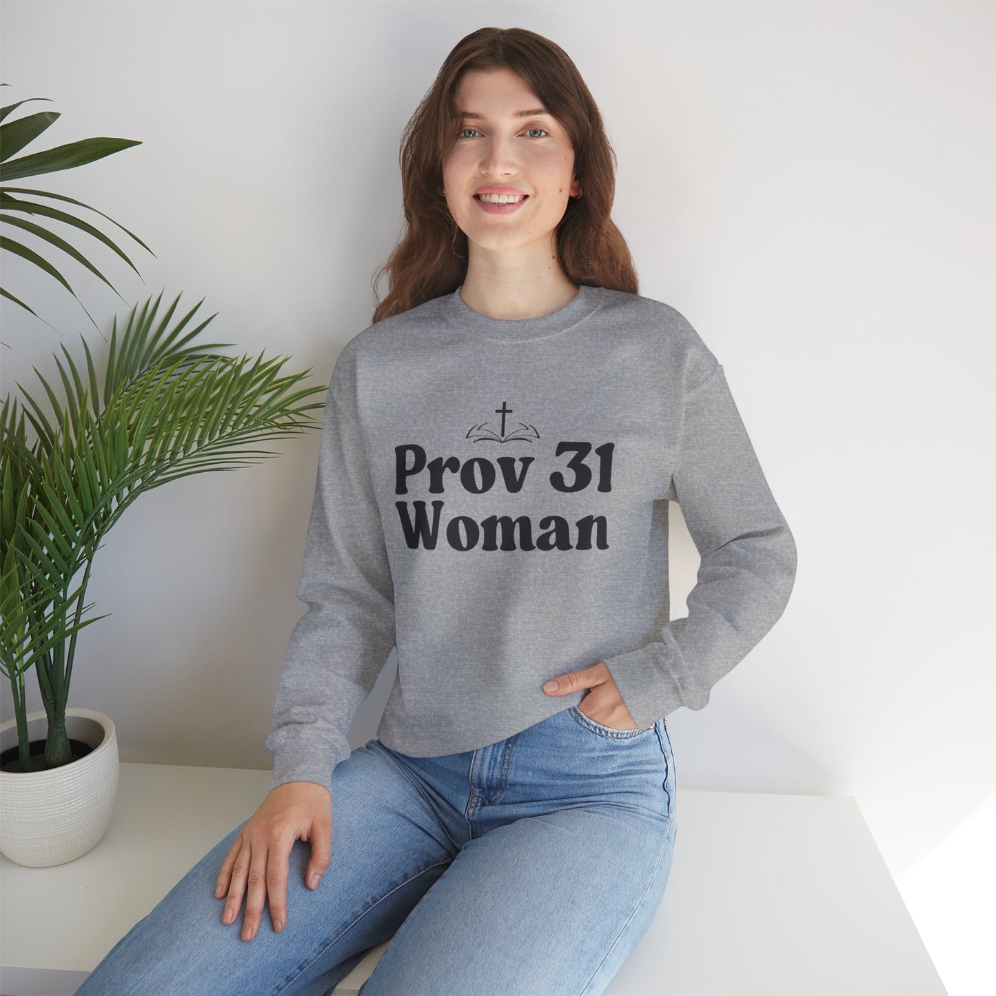 Faith-Inspired Unisex Crewneck Sweatshirt, Prov 31 Woman Gift, Cozy Apparel, Christian Fashion, Spirituality, Everyday Wear