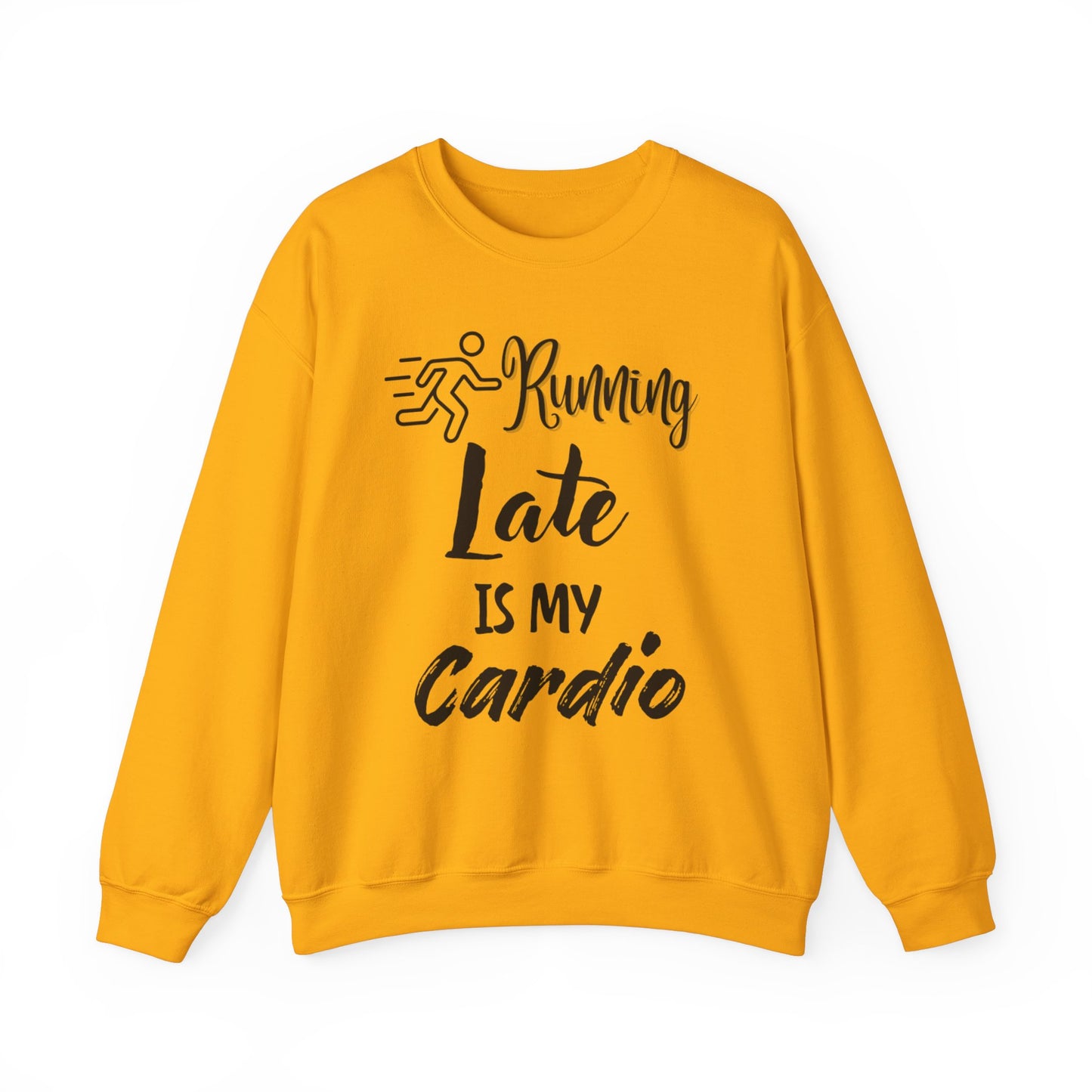 Running Late Is My Cardio Unisex Crewneck Sweatshirt - Cozy Activewear for Fitness Enthusiasts