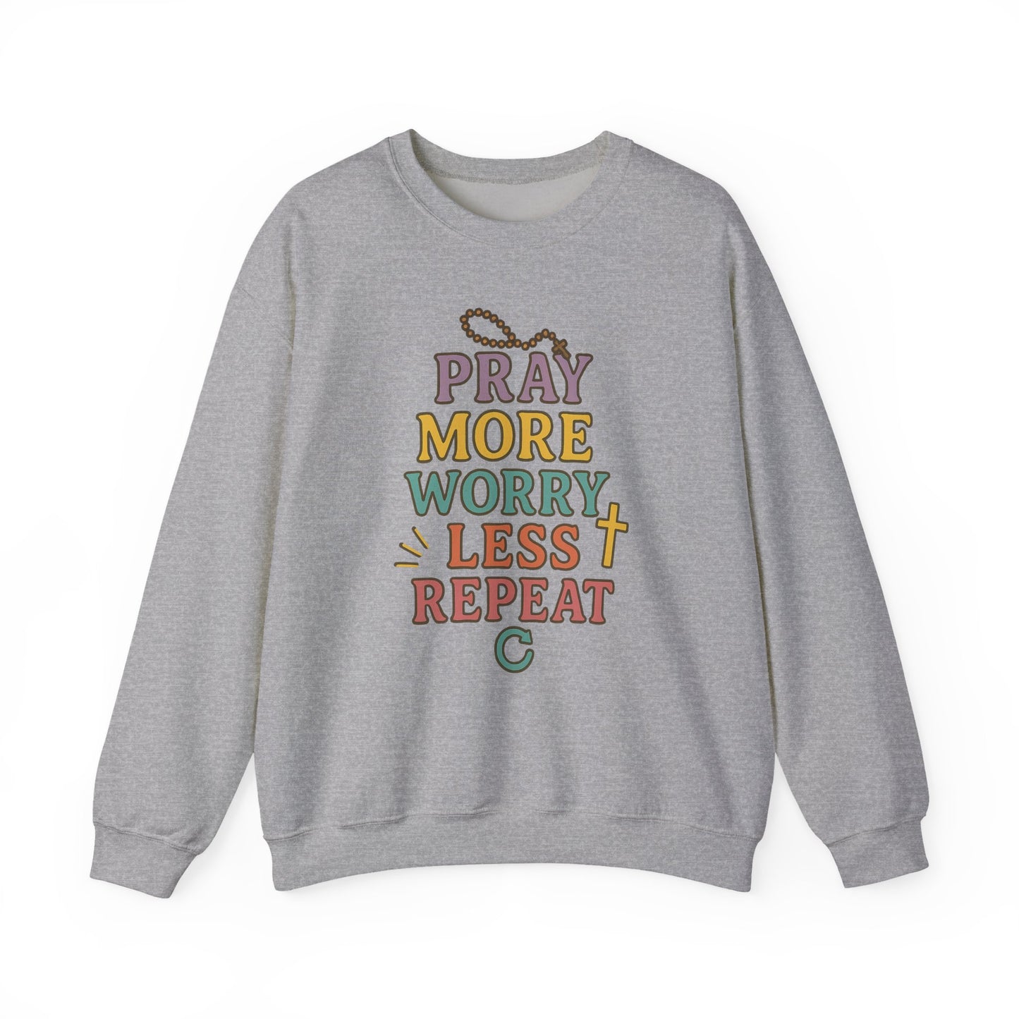 Faith-Inspired Crewneck Sweatshirt - Pray More Worry Less, Cozy Gift for Family, Religious Apparel, Inspirational Sweatshirt, Perfect [...]