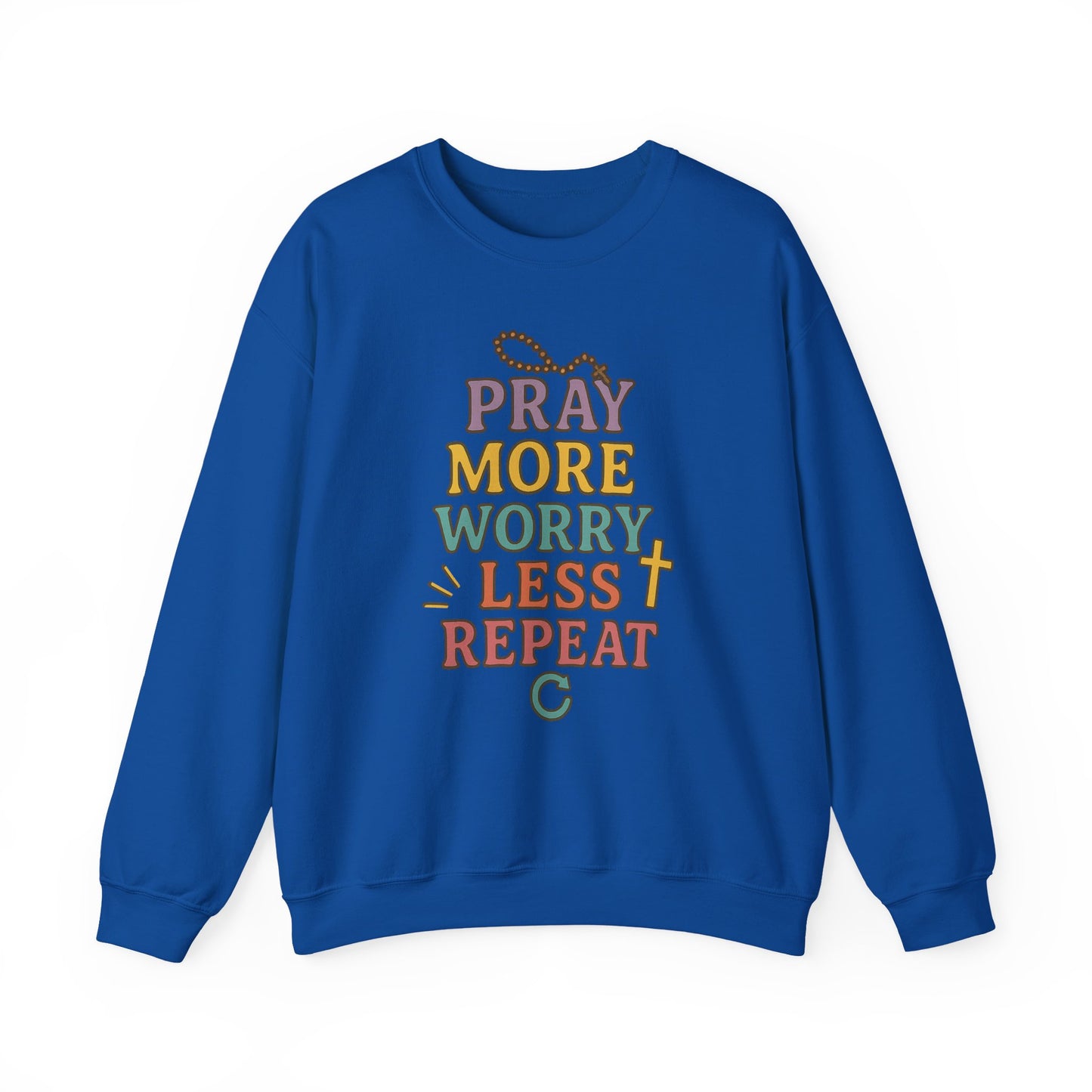 Faith-Inspired Crewneck Sweatshirt - Pray More Worry Less, Cozy Gift for Family, Religious Apparel, Inspirational Sweatshirt, Perfect [...]