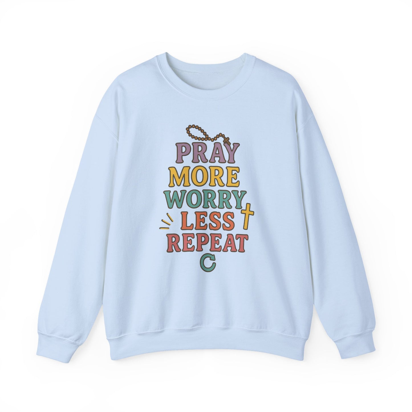 Faith-Inspired Crewneck Sweatshirt - Pray More Worry Less, Cozy Gift for Family, Religious Apparel, Inspirational Sweatshirt, Perfect [...]