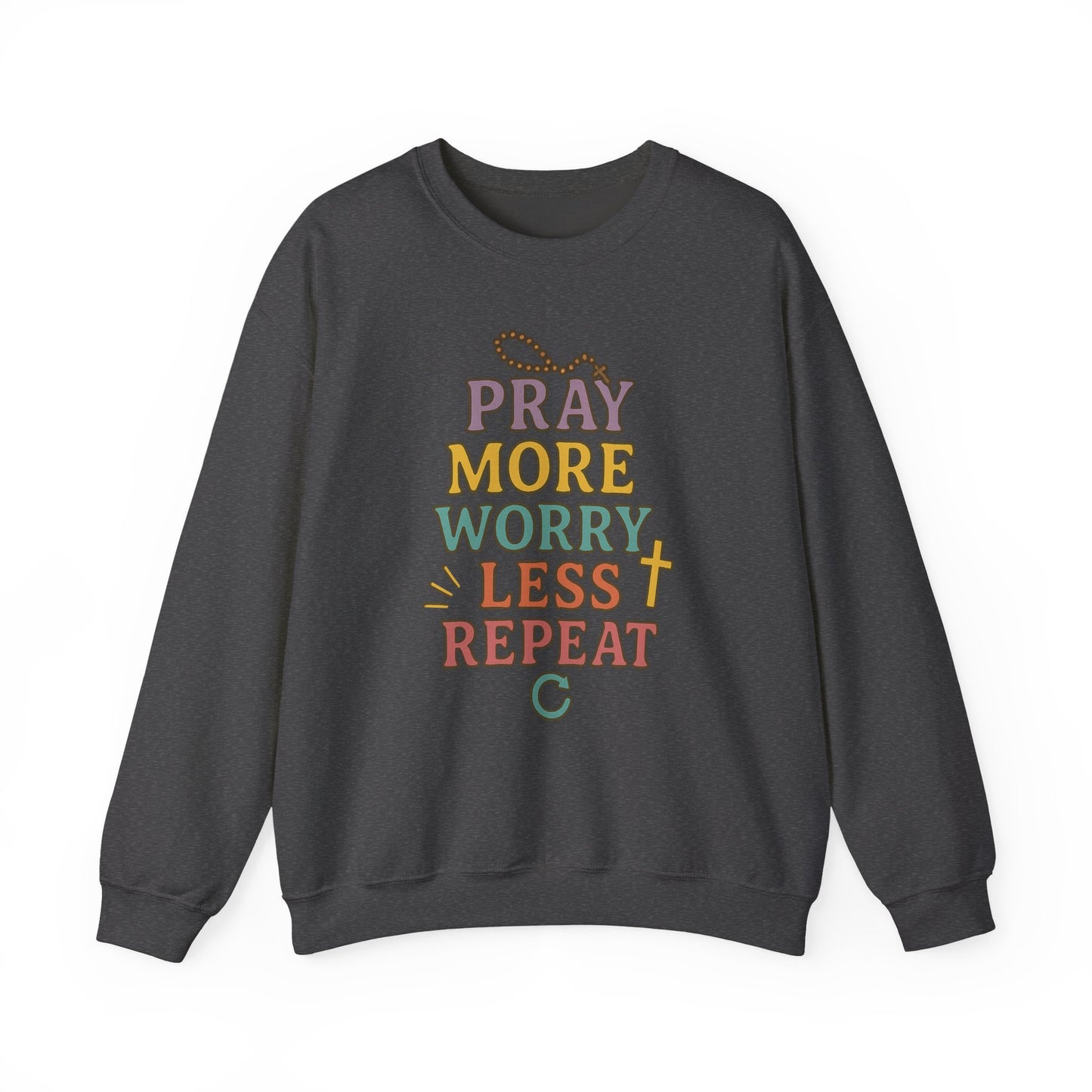 Faith-Inspired Crewneck Sweatshirt - Pray More Worry Less, Cozy Gift for Family, Religious Apparel, Inspirational Sweatshirt, Perfect [...]