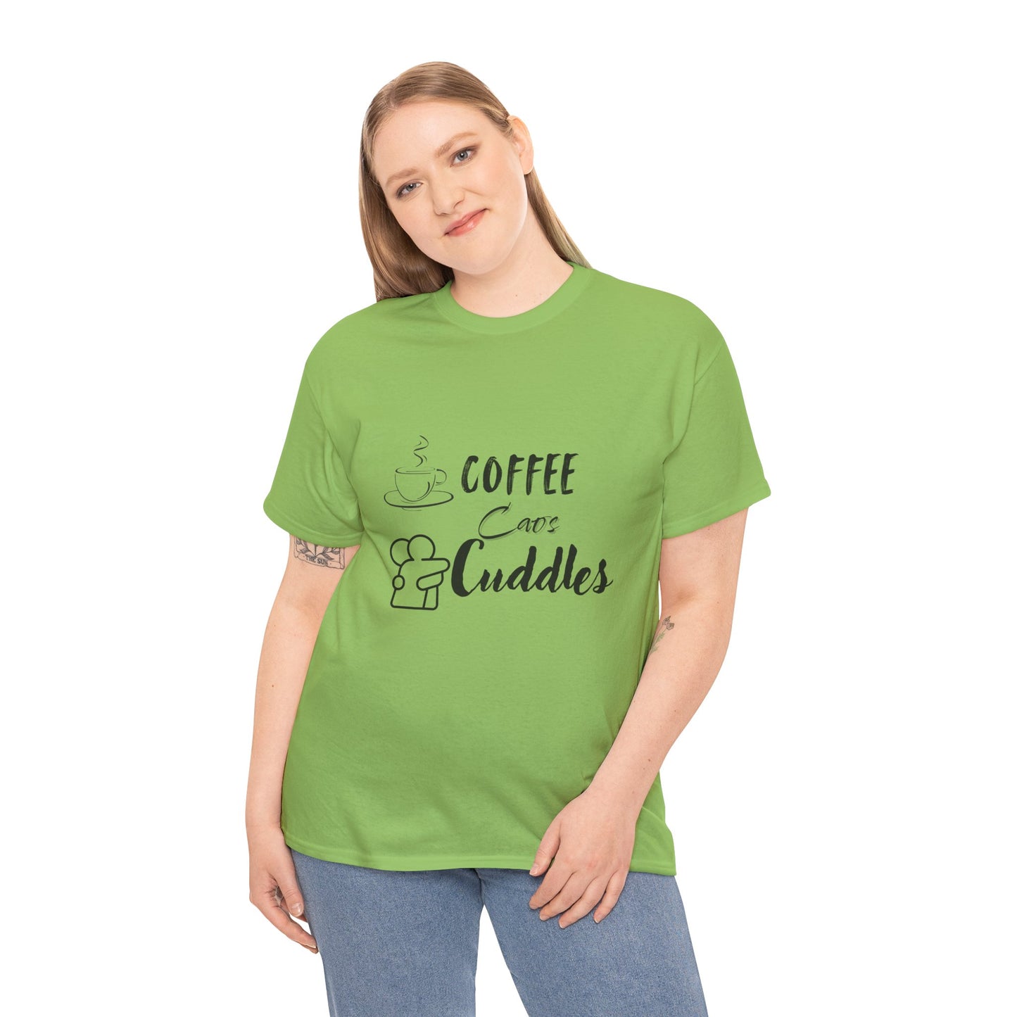 Cozy Coffee Cuddles Unisex Heavy Cotton Tee- Women