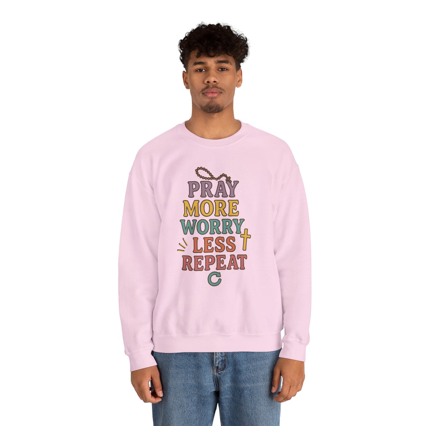Faith-Inspired Crewneck Sweatshirt - Pray More Worry Less, Cozy Gift for Family, Religious Apparel, Inspirational Sweatshirt, Perfect [...]