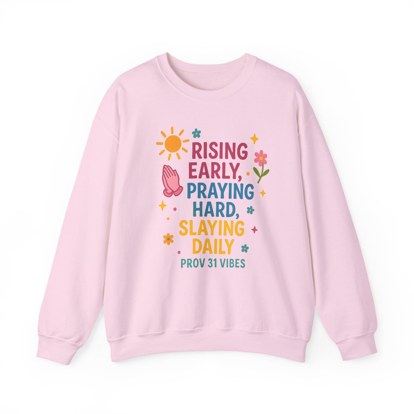 Risen & Slayin' Sweatshirt - Cozy Spiritual Gift for Her, Motivational Crewneck, Daily Inspiration Apparel, Church Outfit, Cute Casual Wear