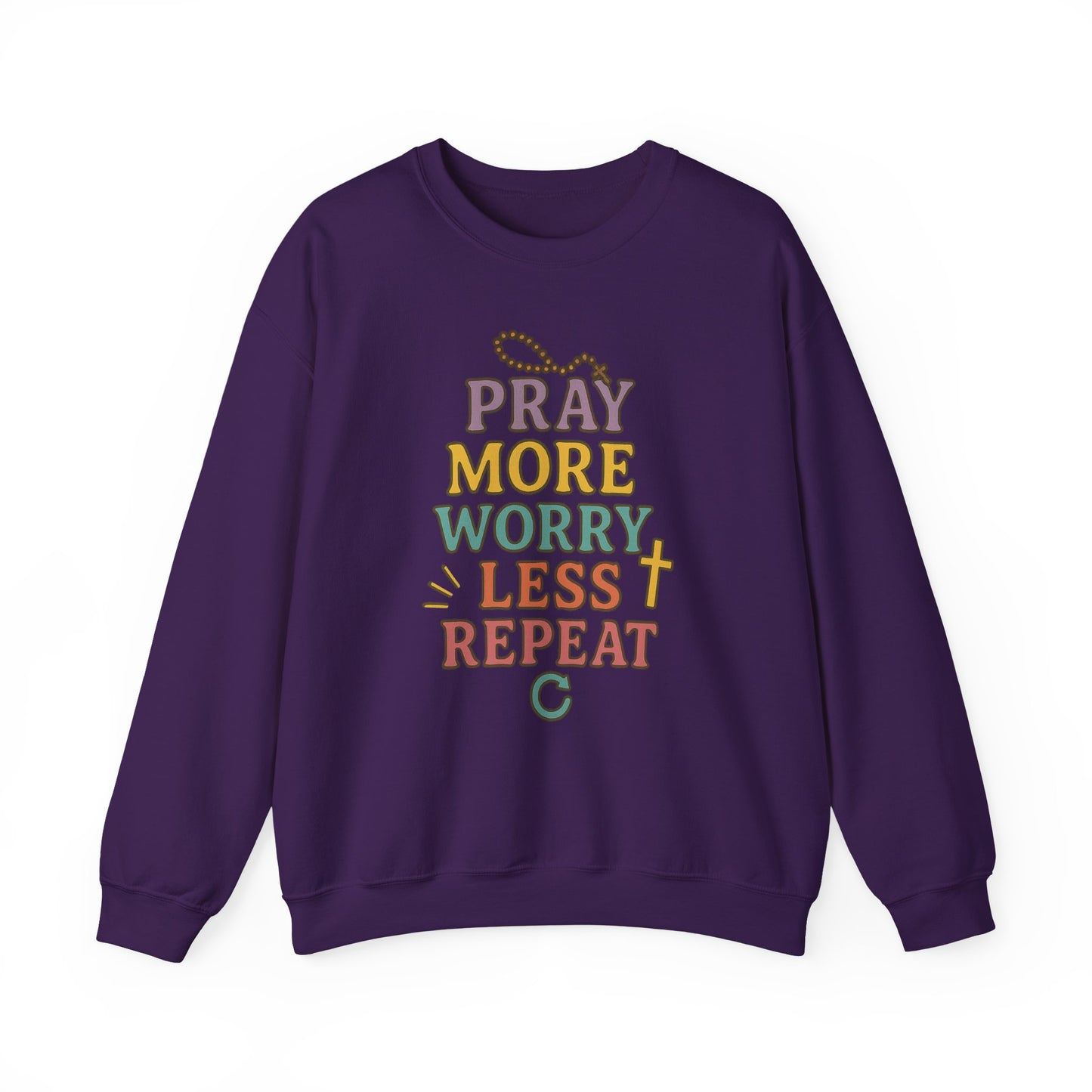 Faith-Inspired Crewneck Sweatshirt - Pray More Worry Less, Cozy Gift for Family, Religious Apparel, Inspirational Sweatshirt, Perfect [...]