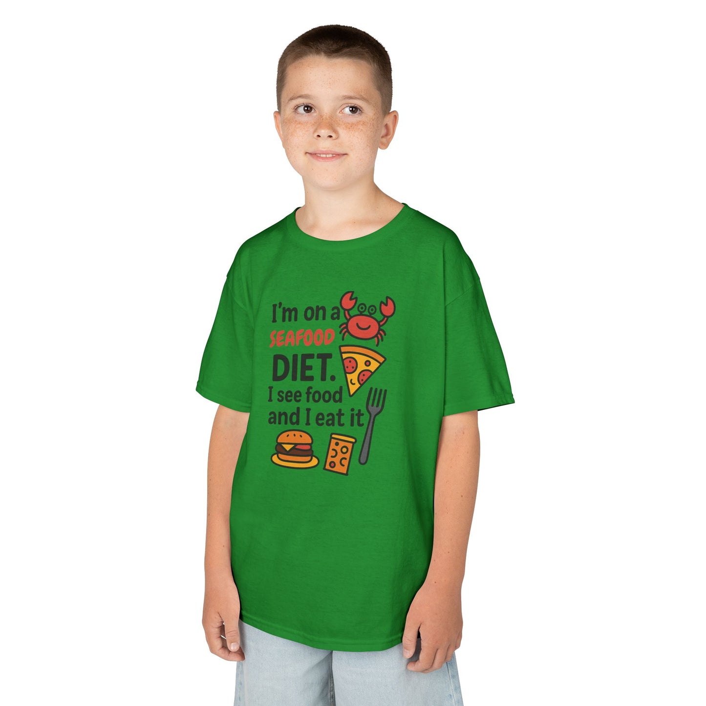 Kids Seafood Diet Tee - Fun Humor Shirt for Seafood Lovers, Birthday Gift, Cute Graphic T-Shirt, Children's Casual Wear, Party Outfit