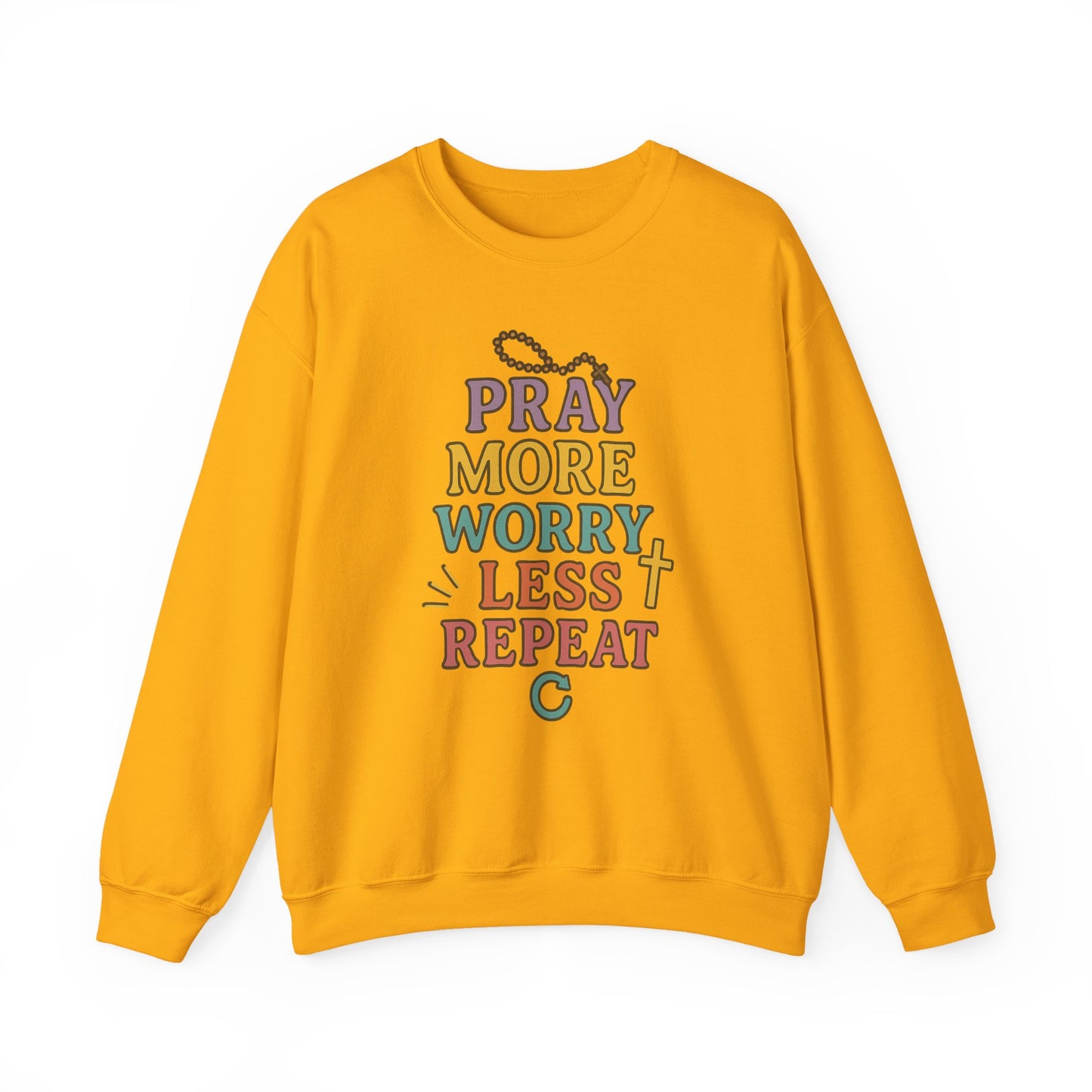 Faith-Inspired Crewneck Sweatshirt - Pray More Worry Less, Cozy Gift for Family, Religious Apparel, Inspirational Sweatshirt, Perfect [...]