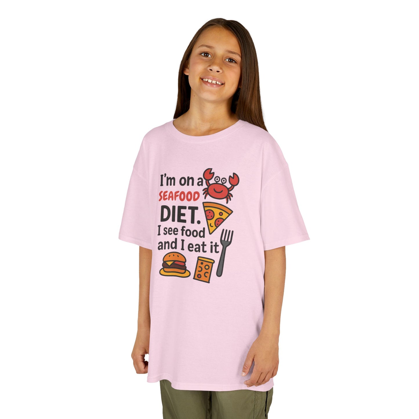 Kids Seafood Diet Tee - Fun Humor Shirt for Seafood Lovers, Birthday Gift, Cute Graphic T-Shirt, Children's Casual Wear, Party Outfit