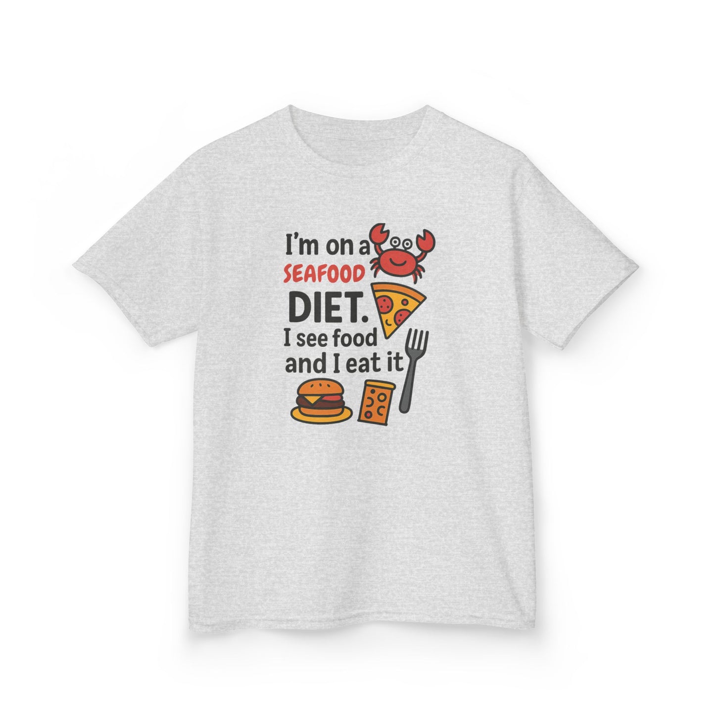Kids Seafood Diet Tee - Fun Humor Shirt for Seafood Lovers, Birthday Gift, Cute Graphic T-Shirt, Children's Casual Wear, Party Outfit