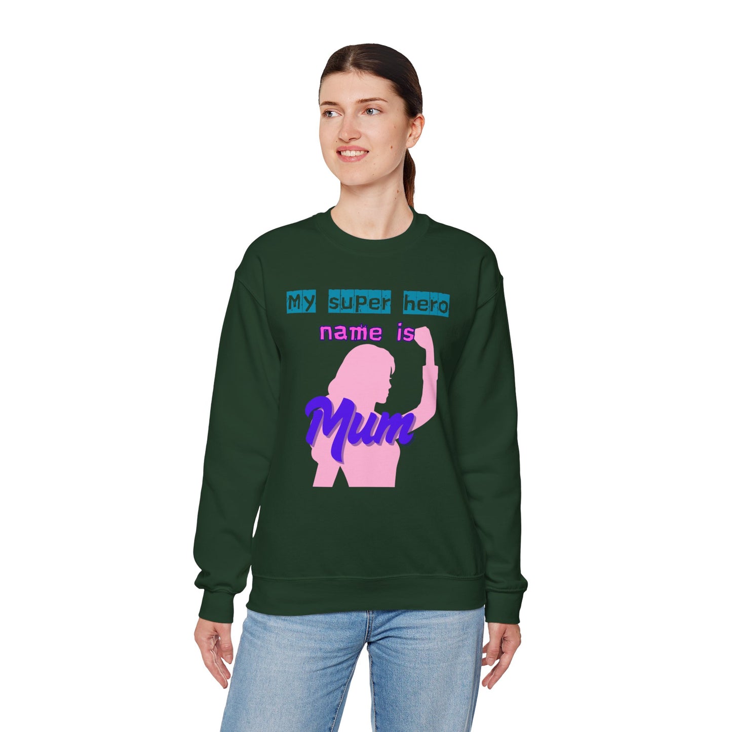 My Superhero Mum Sweatshirt, Cozy Unisex Crewneck, Gift for Moms, Mother's Day, Comfortable Everyday Wear