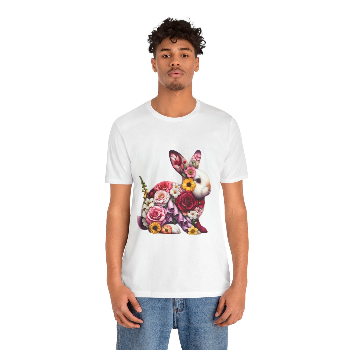 Floral Bunny Unisex T-Shirt, Spring Outfit, Easter Gift, Nature Lover Shirt, Cute Animal Tee, Vintage Floral Graphic Tee